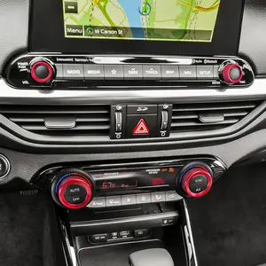 Aluminum Car Radio Audio Volume Adjustment Knob Cover,Dashboard Dash Air Conditioner Vent Knob Cover Compatible with Kia Forte 2019-2024 Accessories (4 PCS, Red)