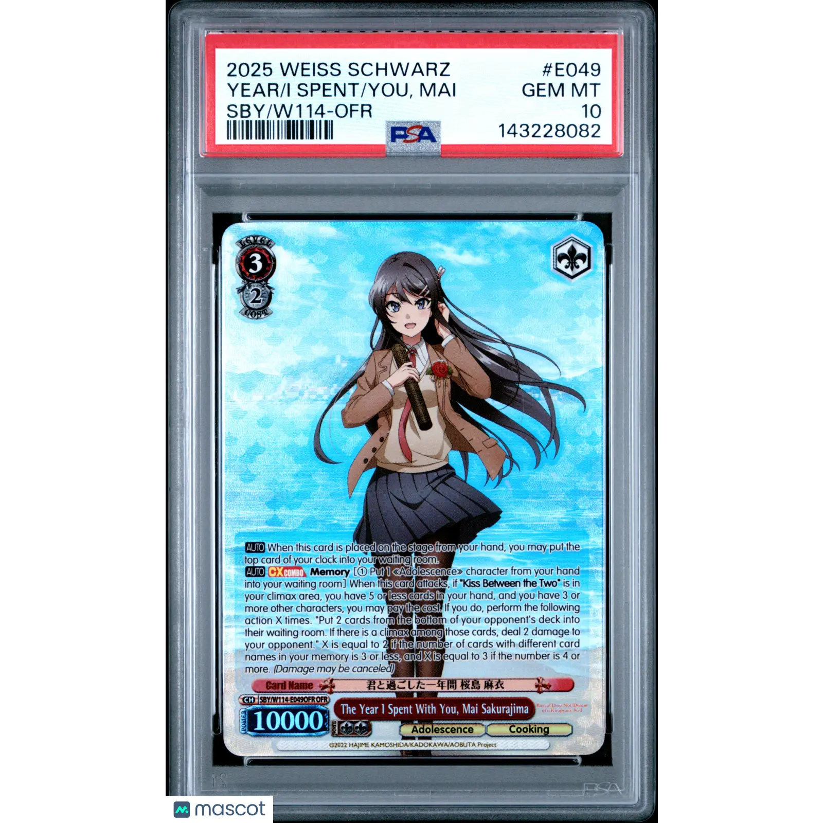 Weiss Schwarz The Year I Spent with You Mai Sakurajima SBY/W114-E049OFR PSA 10