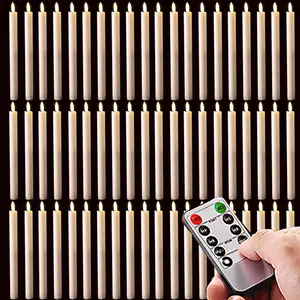 60pcs Ivory White Flameless LED Candles with Remote Control & Timer, Battery Operated (2 AAA), Wavy Head Effect for Weddings, Christmas, Home Decor, Holiday Ambiance