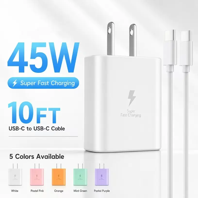 Max Fast Charger,45W  USB C Fast Charger Extra Long10FT USB C Fast Cable -PD Quick Adapter 3.0 for iPhone 16 15 17/16 15 17 Pro Samsung S26 S25 usb cable