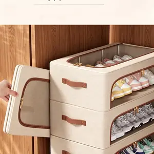 Tianshan Cotton Linen Shoe Box Organizer, Home Shoes Storage Solution, Dormitory Sorting Box, Moisture-Proof Dust-Proof Shoe Rack