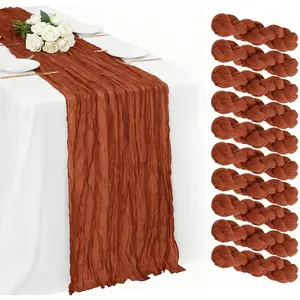 10 Pack Terracotta Cheesecloth Table Runner 120 Inch 10 FT Boho Gauze Cheese Cloth Long Table Runner Rustic Sheer for Wedding Baby Shower Home Decor Holiday Decorations