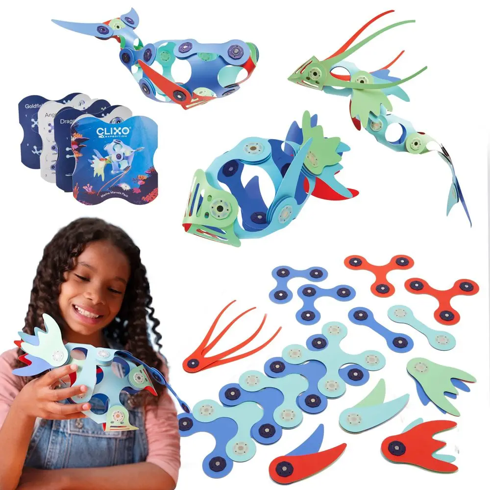 24pc Clixo Marine Marvels Pack Magnetic Building Toy Fish