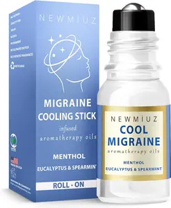 Cool Menthol Migraine Roll-On Stick – Natural Peppermint & Eucalyptus Aromatherapy for Fast Headache Relief