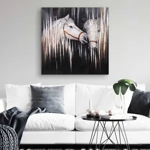 Begin Home Decor C1RC3232VNCOIQ 32 x 32 in. Two White Horses Kissing - Bedroom Animals Canvas Decor