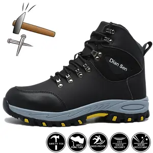 Men's Safety Work Shoes Wear-resistant Hiking Shoes Steel Toe Anti-smash Work Boots Anti-puncture Heavy-duty Safety Shoes  All-season Outdoor Warehouse Work Shoes