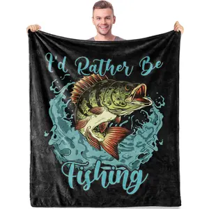 Fishing Throw Blanket, a gift for dads, fishermen, men and women. It's a super soft flannel fleece fish-themed blanket, s birthday gifts, for graduati