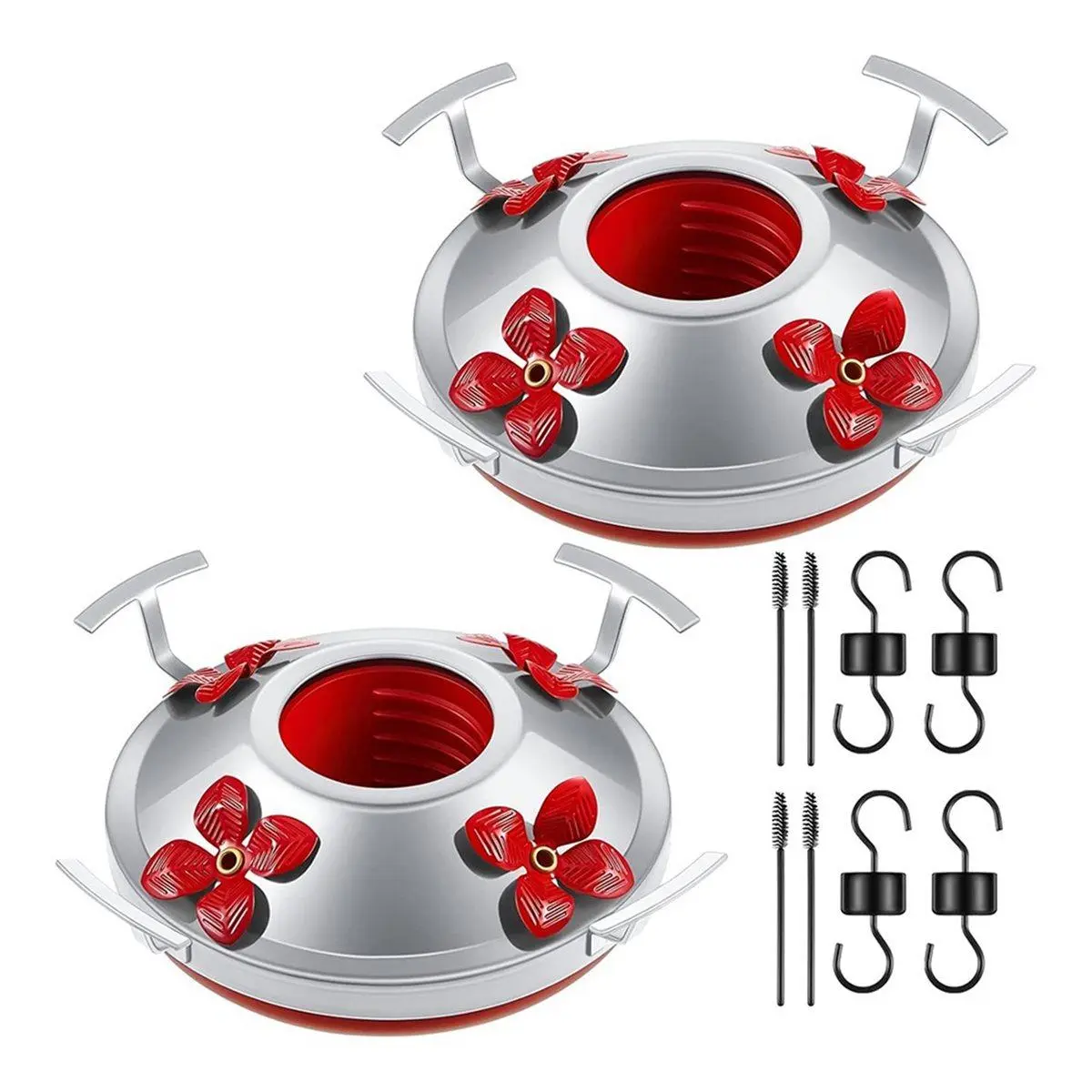 Hummingbird Feeder Bottom Base Replacement Plastic Parts Set, Clean Feeder Moats, Moat Hook Kit with Hooks for Outdoor Use