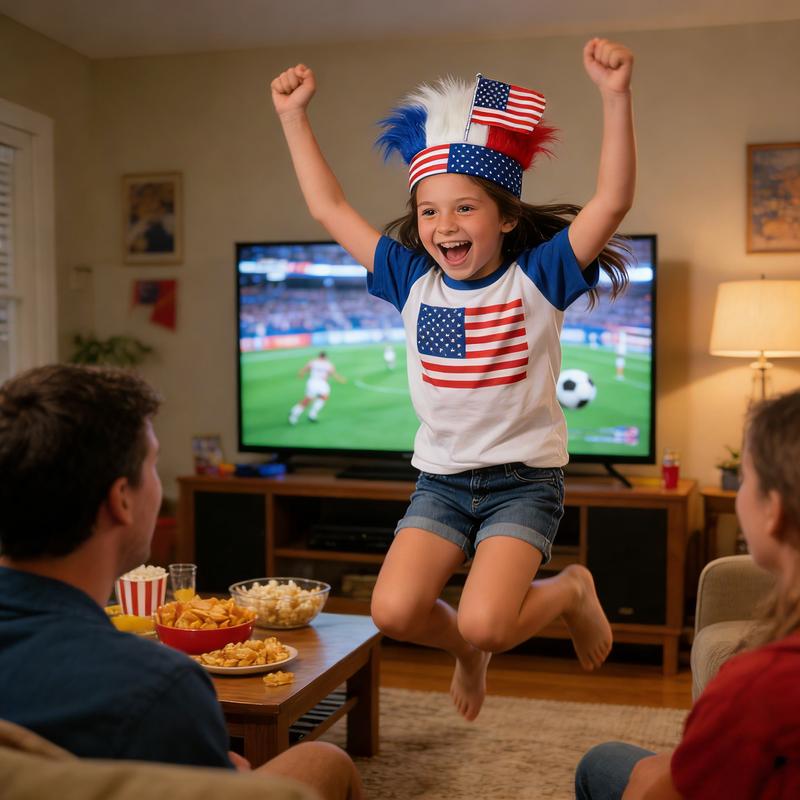 USA Flag Fan Wig – Red, White & Blue for World Cup & Holiday Celebrations