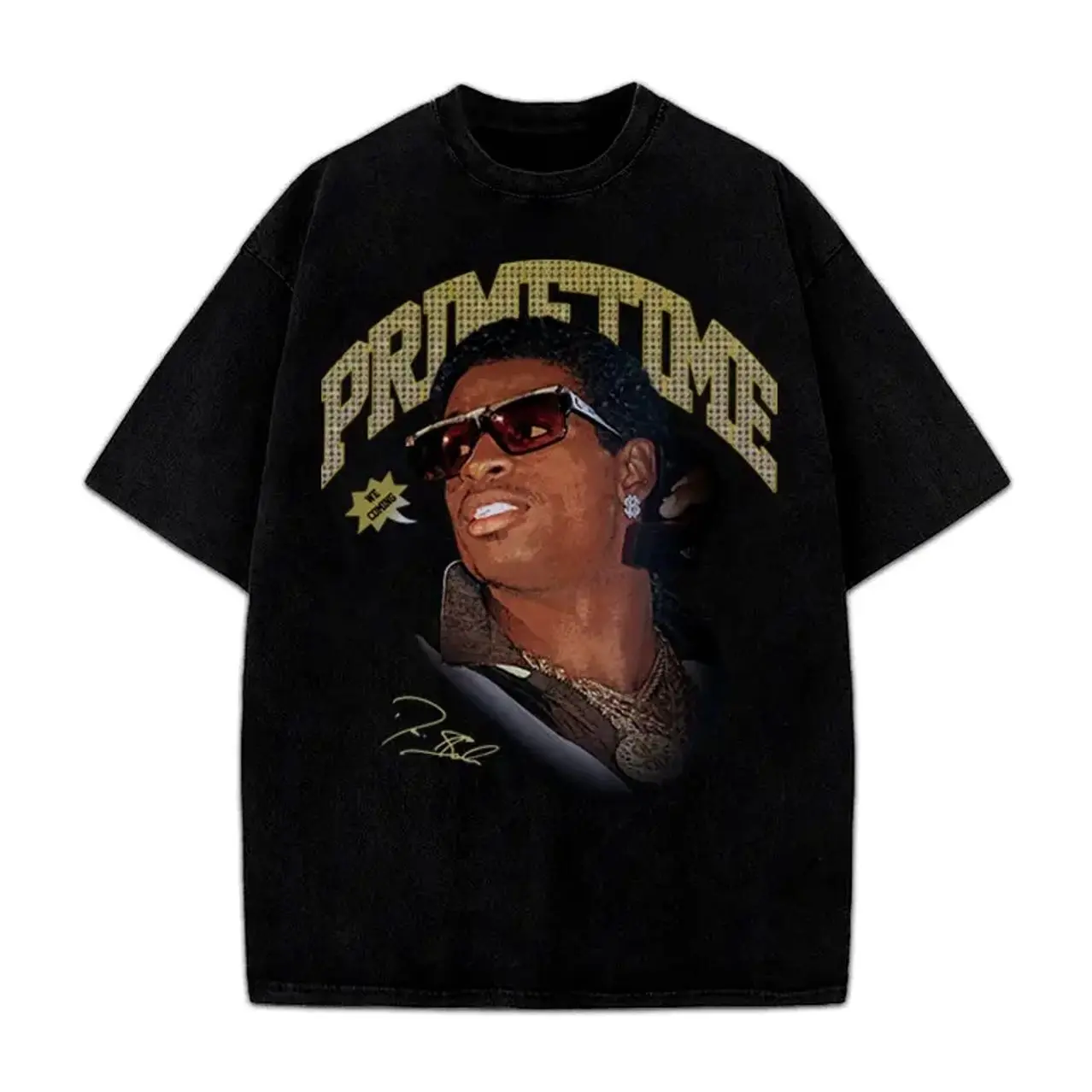 Deion Prime "We Coming" Coach Vintage Graphic T Shirt Crewneck Cotton T7L