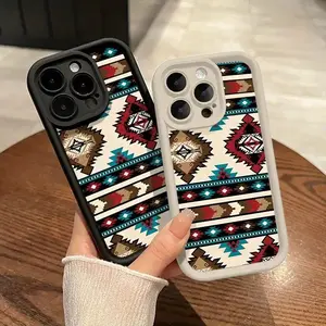 Stunning Western Stripe Red Aztec Phone Case for iPhone 17 ProMax 16 Pro Max 15 Pro 14 13 12 11 Shockproof Cover with Protection Protective case drop-proof phone case Cellphone Smartphone