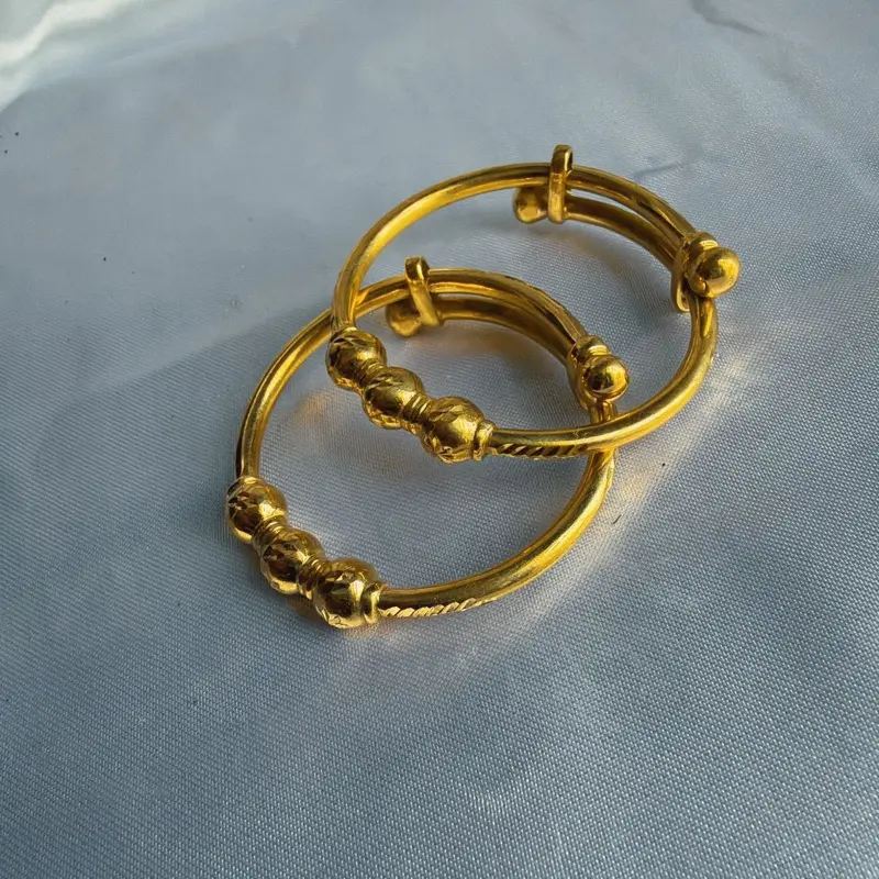 Pure Panchadhatu Baby Bangles, Elegant Geometric Single Pair for Daily Wear, Non-Tarnish All Season Unisex Accessory, Everyday Wear