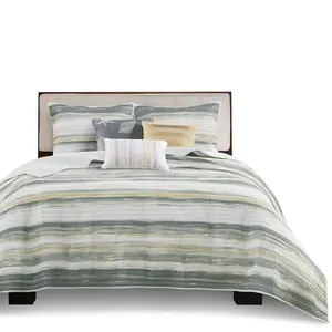 Madison Park Marina Yellow And Grey Hues 6PC Quilt Set - Beachy Bedding