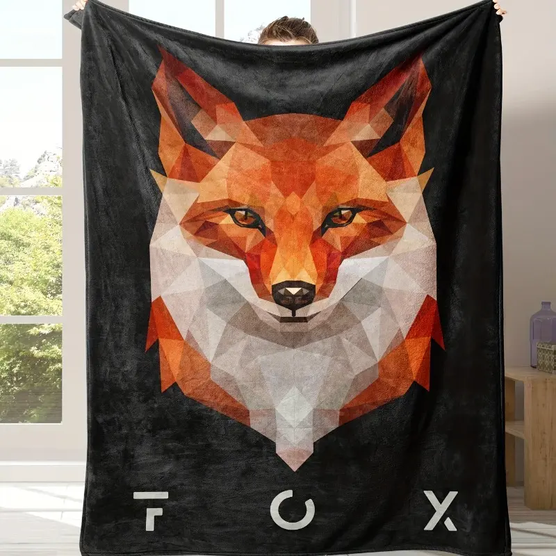 1pc Soft Cozy Fox Flannel Blanket - All-Season Bedding Throw for Home, Travel - Ideal Gift for Kids, Adults