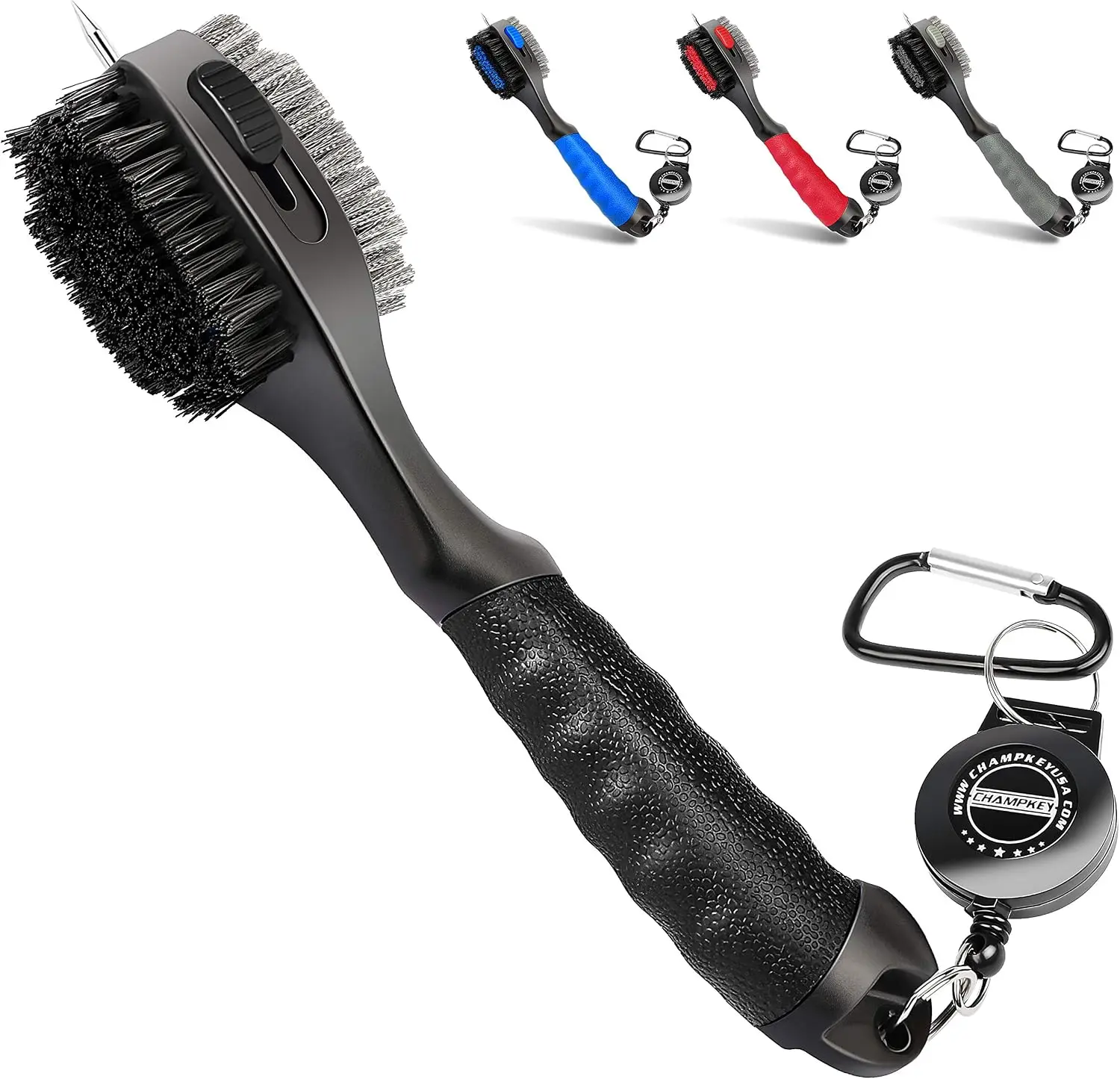 Retractable Golf Club - Oversized Head with Soft Rubber Hand Grip & Retractable Groove Cleaner Golf(Black(1 Pcs))