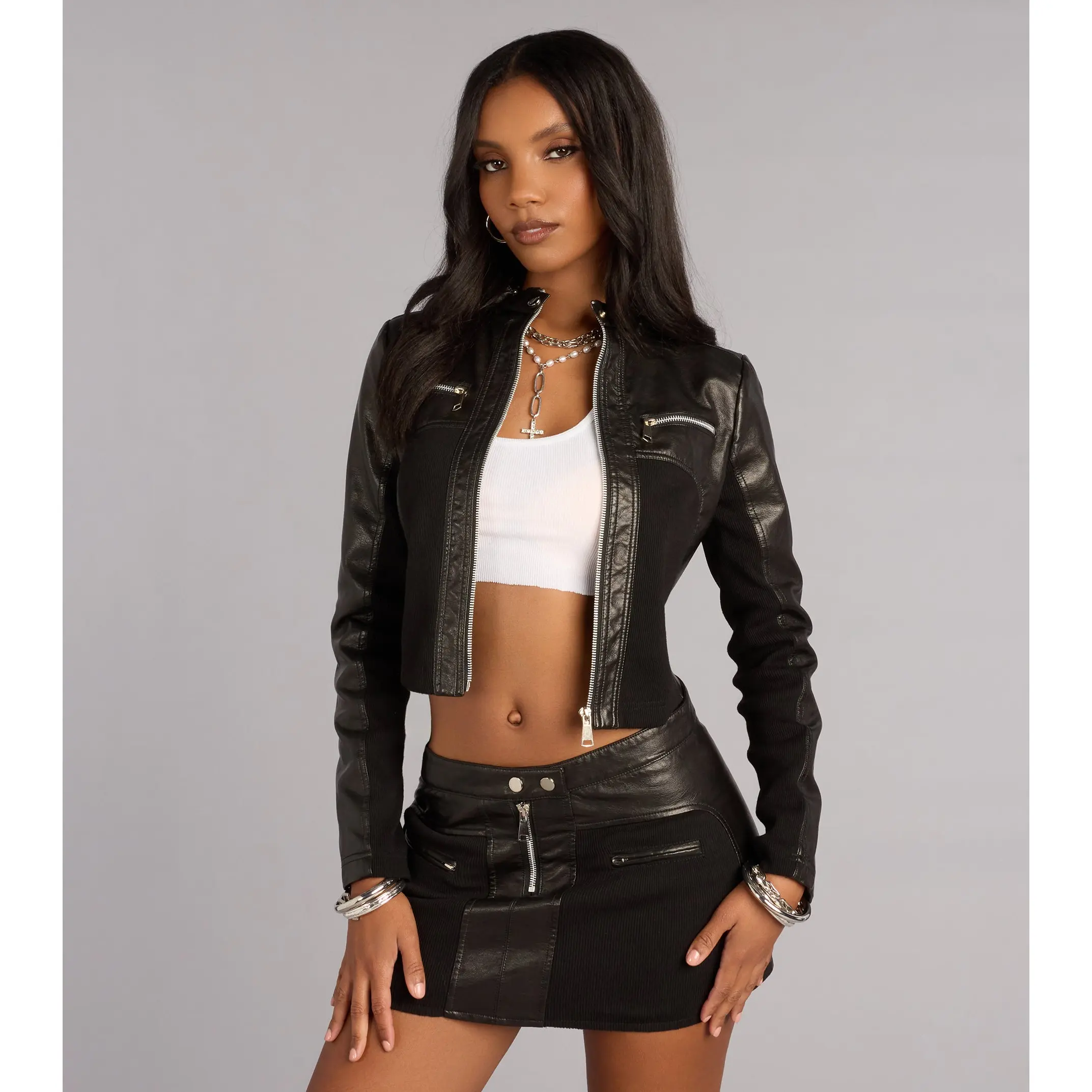 leather jacket cropped - TikTok Shop