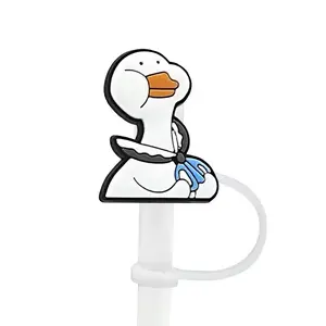 1-7PCS Straw Cover Cap Cute Animal Duck Accessories for Mug,8Mm Silicone Straw Cap Drinking Dustproof Plug,Reusable Straw Topper