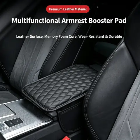 Multifunctional Car Armrest Box Cushion with Built-in Storage Bag, Anti-slip Bottom Design Vehicle Center Console Cover for Daily Driving