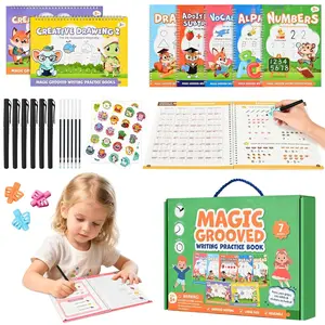 Magic Grooved Writing Practice for , 7 Pack  Grooved Handwriting Workbooks 6 Pens and 6 Refills for Ages 3-5 , Large Writing Practice Books for  Learning Activities