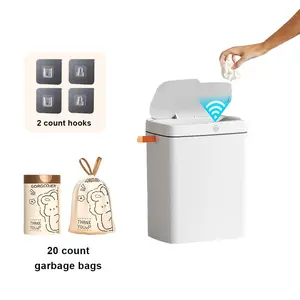 TikTokShopBlackFriday 3.9 Gallon Self-Sealing Smart Trash Can -Automatic Refill Bin, Dispenser Bin with Motion Sensor for LivingRoom, Bedroom, Kitchen, Narrow Household Item, 2 Counts Hook & 1 Roll Garbage Bag, TikTokShopCyberMonday, Christmas Gifts