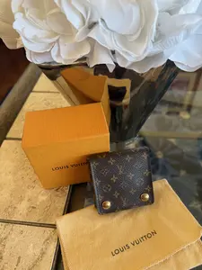 Pre-owned Louis Vuitton Coated Canvas Jewelry Case Mini Folding in Original Monogram Canvas with Box/Dustbag