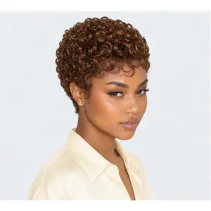 Pixie Curly Wig 12A Full Human Hair Short Pixie Cut Black Wigs Glueless Wigs for Black Women