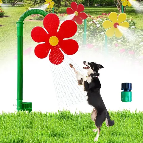 Red Dancing Flower Outdoor Water Sprinkler Toy - Dance-Flower Fun Floral Sprinklers, Efficient for Maintaining Lawn's Health, Dog Play Activity Tool