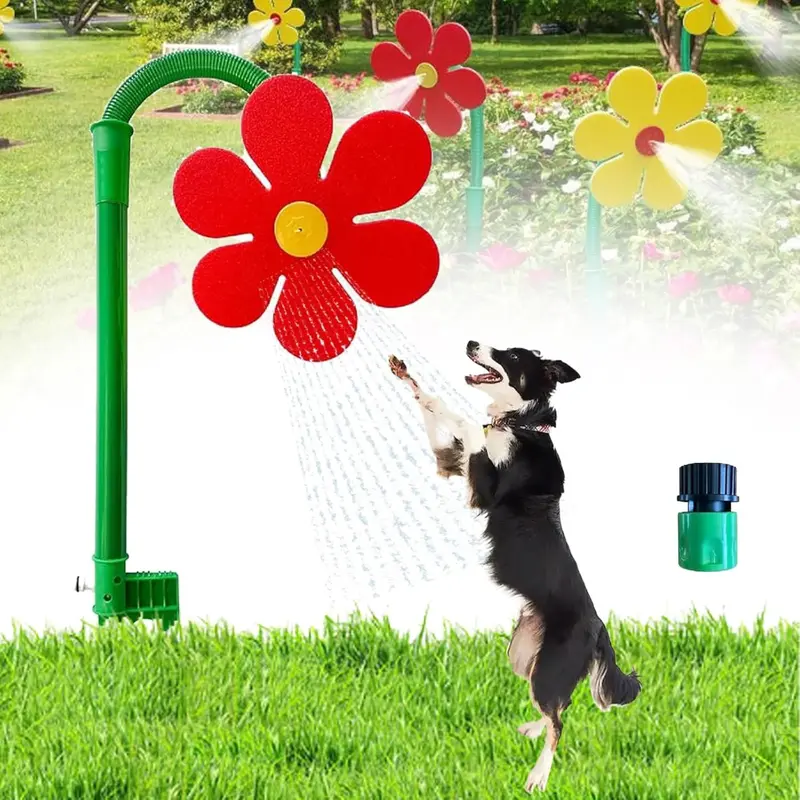 Red Dancing Flower Outdoor Water Sprinkler Toy - Dance-Flower Fun Floral Sprinklers, Efficient for Maintaining Lawn's Health, Dog Play Activity Tool