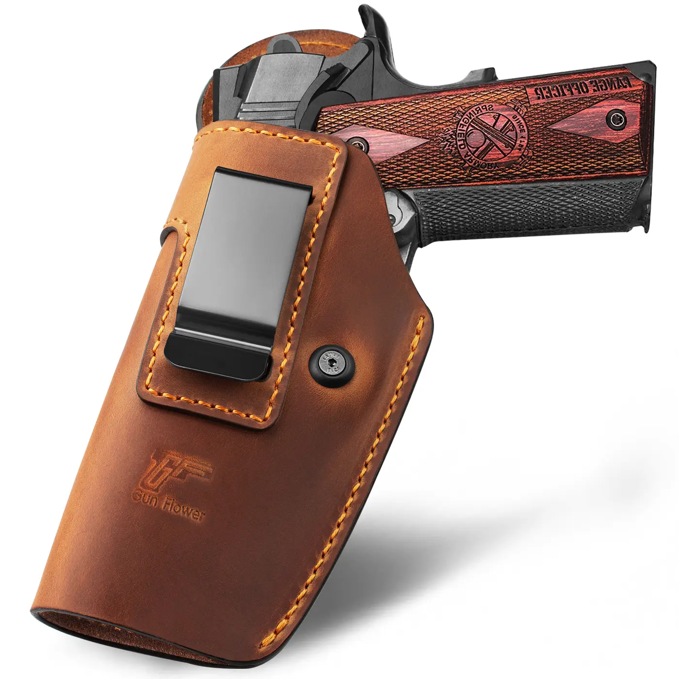 Full-Grain Leather IWB Holster for 1911 Pistols - Fits 4", 4.25" & 5" Barrels - Adjustable Retention, Comfortable Microfiber Backing, Beeswax-Polished Edges, Inside-The-Waistband Holster, Fits Most 1911S, All-Day Carry, Daily Carry, Premium 100% Full-Grai