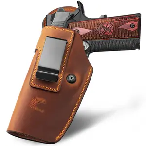 Full Grain Leather Inside-the-Waistband Holster for Most 1911 Style Handguns — Fits 4", 4.25" & 5" Barrels — Compatible with Kimber, Colt, Smith & Wesson, Sig, Springfield, Ruger — Not for Optics/Lights