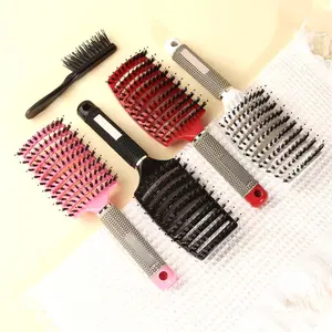 Big Curved Comb Set, 2 Counts/set Hollow Hair Styling Comb & Comb Cleaning Brush, Heatless Styling Tool for Home & Salon Use