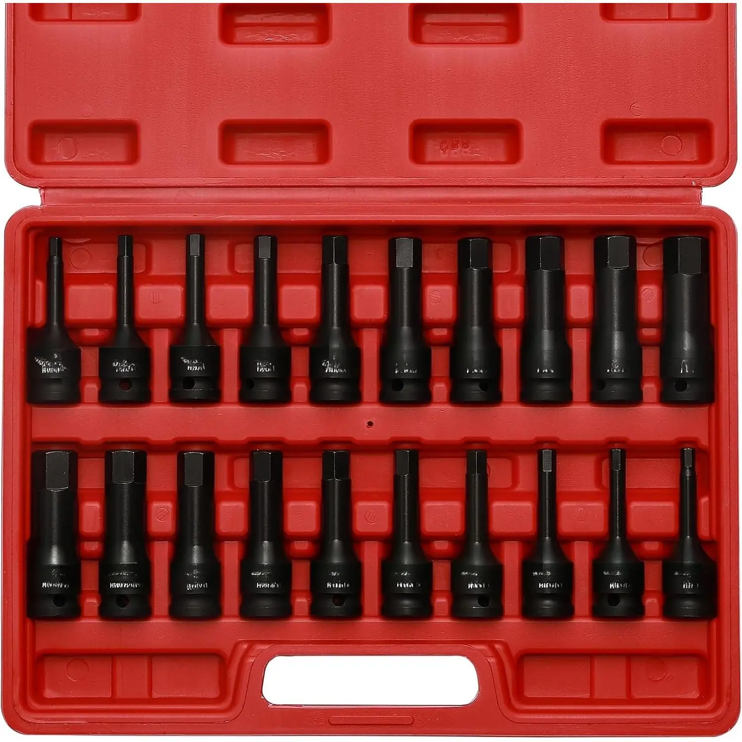 1/2" Drive Master Impact Hex Bit Set, Hex Driver, SAE/Metric, 1/4" - 3/4", 6mm - 19mm, Cr-Mo Steel,Impact Grade, One- Construction, 20- 1/2" Drive Allen Bit Socket Set