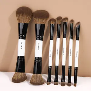 Maange 7-Piece Makeup Brush Set, Foundation Brush, Blush Brush, Loose Powder Brush, Eyeshadow Brush, Concealer Brush, Ideal for Home and Travel