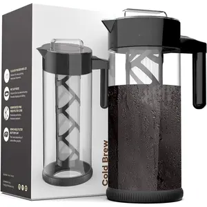 - Cold Brew  Maker and Iced  Brewer, Large 1.3L (44oz) Borosilicate Glass Pitcher with  Mesh Filter, Easy to Clean, Dishwasher Safe