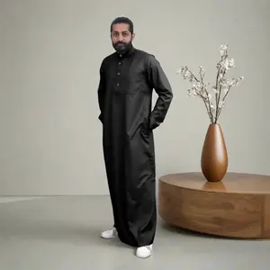 Classic Collar Black Thobe for men