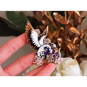 Gold Enchanted Forest Dragonling Hard Enamel Pin, Dragon Pin Badge, Fantasy Enamel Pin, Cute Dragon Gift, Mythical Creature Lapel Pin