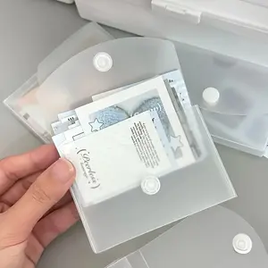 Matte Desktop Card Sticker Storage Box, Round Corner Transparent Lid, Horizontal Vertical Placement, Simple Practical Office Organizer, Clear Storage Box