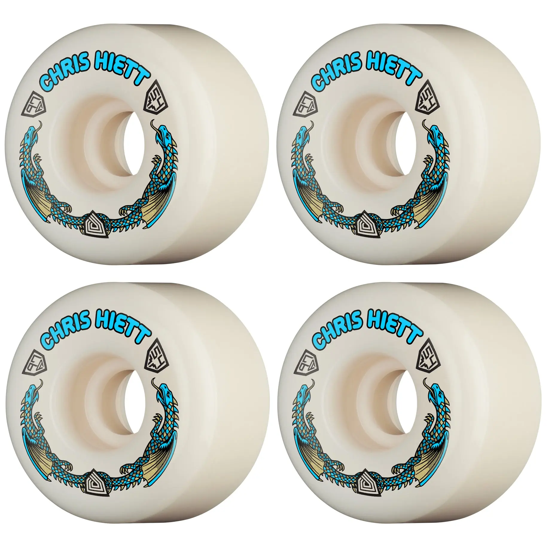 Powell Peralta Skateboard Wheels 54mm Chris Hiett Dragon Formula 97A V7 Symmetrical Off White