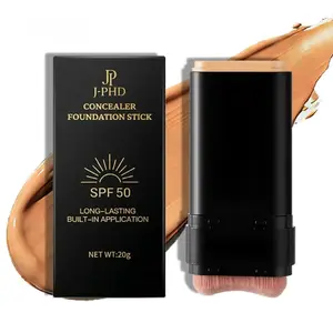 2-in-1 Makeup Concealer Foundation Stick, 20g, SPF50, Full Coverage, Built-in Brush, Blendable, Long-Lasting Waterproof, Daily Use for All Skin Types