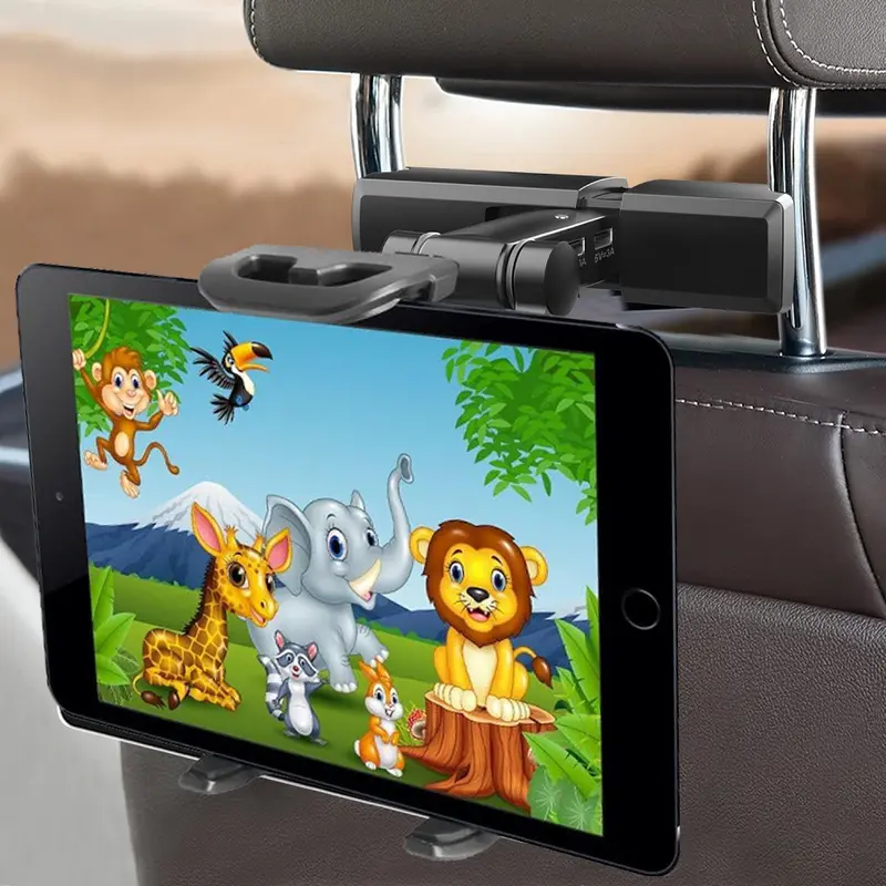 Headrest Tablet Holder, 360° Adjustable and Foldable Car Headrest Tablet Stand, Extension Arm Car Back Seat Mount Tablet Holder for TV,iPad Pro,Air, Switch, Galaxy, 4.7-13.9" Phone and Tablet