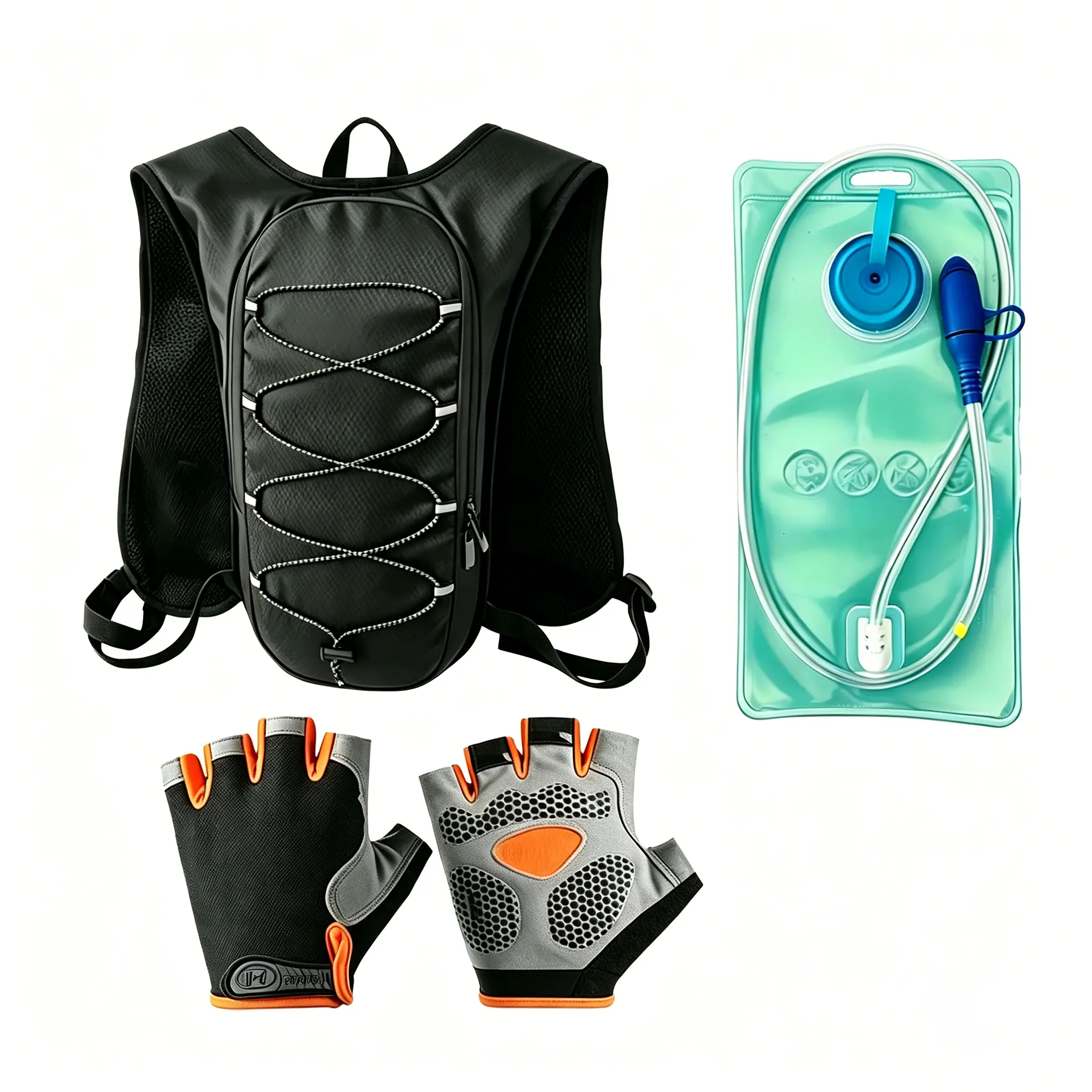 Adult Outdoor Cycling Black Set, Sports Equipment - Below 20L Hydration Vest & Bike Backpack