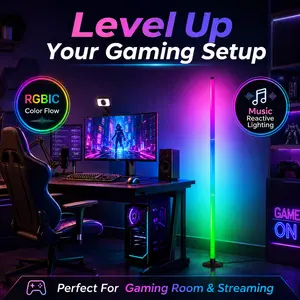 Smart RGBIC LED Floor Lamp with Segmented Rainbow Lighting, Timer and Night Light Mode, APP Control and Remote Control, Modern Corner Lamp for Home Office, Bedroom, Living Room, Gaming Room, Studio and Entertainment Space