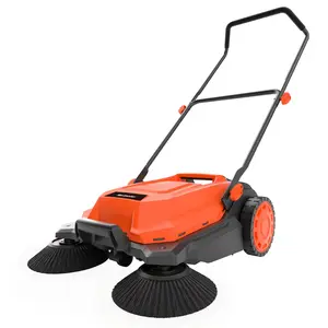 MAXLANDER Walk-Behind Manual Lawn Sweeper, 26-Inch Wide Coverage, Adjustable Height Folding Handle, 6.3GALCapacity Collection Hopper for Lawn, Yard and Garden