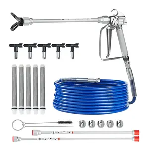 VEVOR Airless Paint Spray Gun & Hose Kit, 3600PSI High-Pressure Paint Spraying Tool with 5 Tips (211, 315, 417, 517, 623), Swivel Joint, Filters, Extension Rods