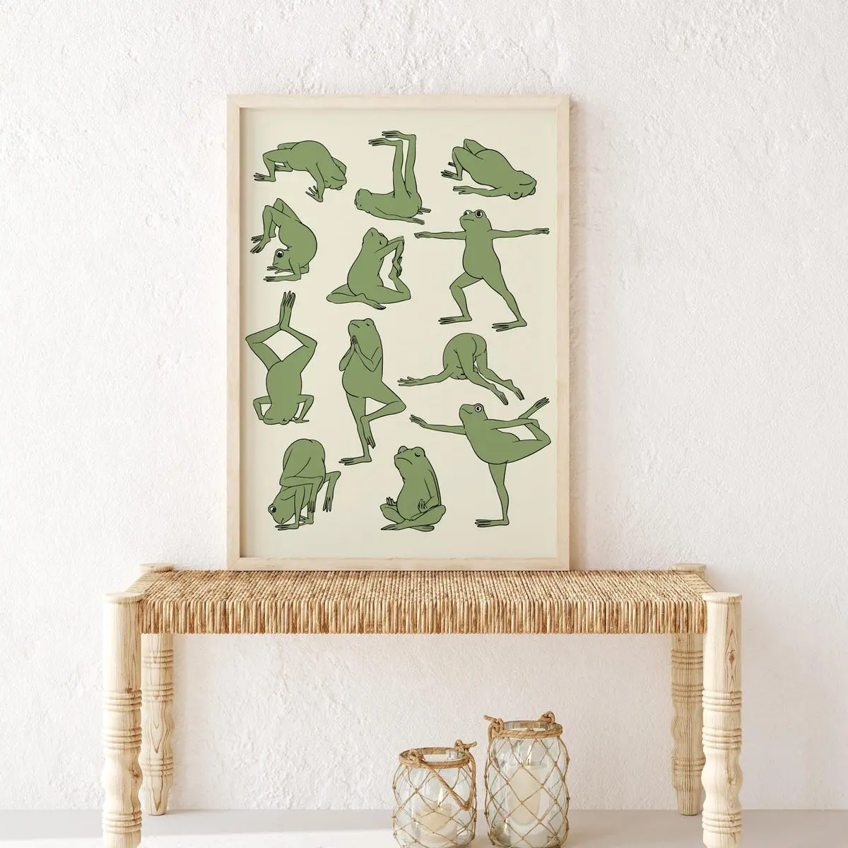 Frog Doing Yoga Funny Poster, Cute Zen Wall Art for Home Office or Gym, Unframed