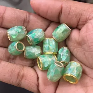 Set of 5 Green Shell Hair Beads for Locs, Braids and Twists. Hair Accessories