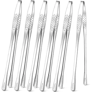 1pcs 11 Inches Stainless Steel Korean BBQ Grill Tongs Japanese Barbecue Tongs for Cooking Portable Kitchenware Home Outdoor Steak Salad Food