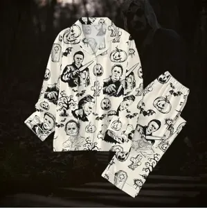 Michael Myers Pajamas Set, Halloween Horror Pajamas, Spooky White Slasher Outfit, Scary Movie Sleepwear, Creepy Killer Fan Gift