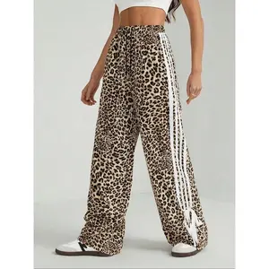Women's leopard print lace up wide leg pants, casual and comfortable pants for daily wear, all season women's underwearRAIMENTRY