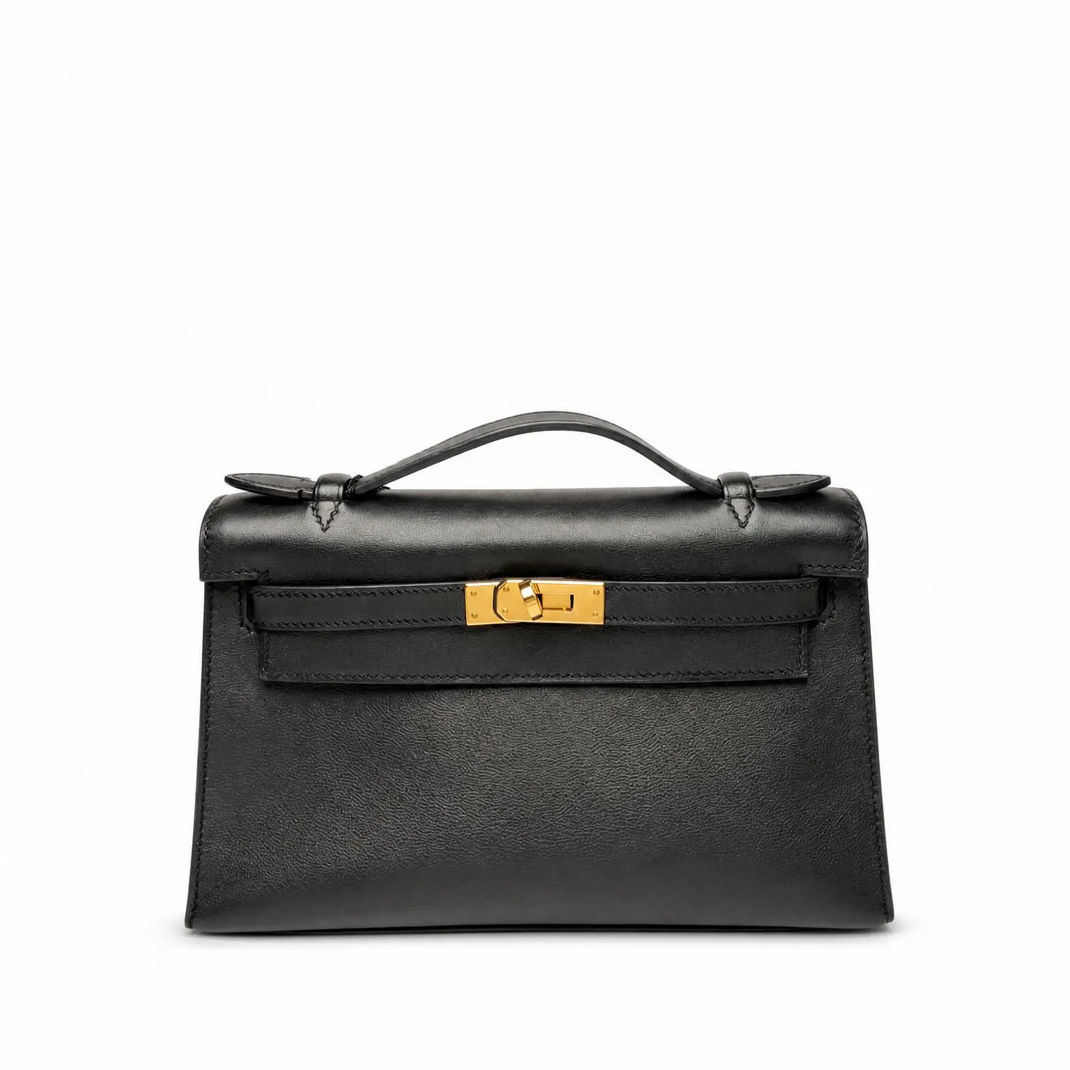 Pre-owned HERMÈS X Top Handle Bags Noir Swift Kelly Pochette Handbags Black 2608170001